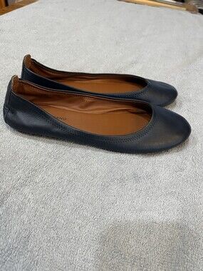 Lucky Brand Emmie Navy Blue Leather Ballet Flats Classic Casual 8